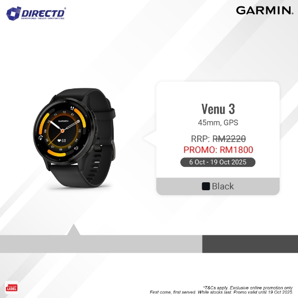 Picture of GARMIN - Venu 3 | Slate Stainless Steel Bezel with Black Case