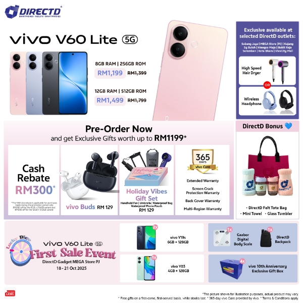 Picture of 🆕 vivo V60 Lite 5G [256GB | 512GB] Pre-Order Now till 17 Oct