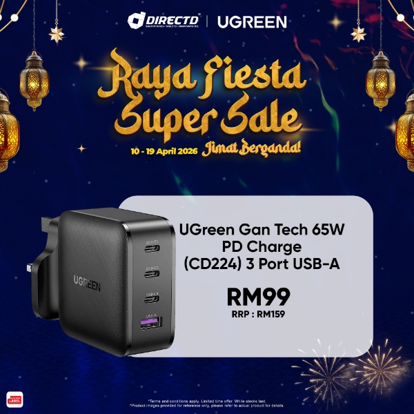 Picture of UGreen GAN TECH 65W PD CHARGER (CD224) 3 PORT USB-A
